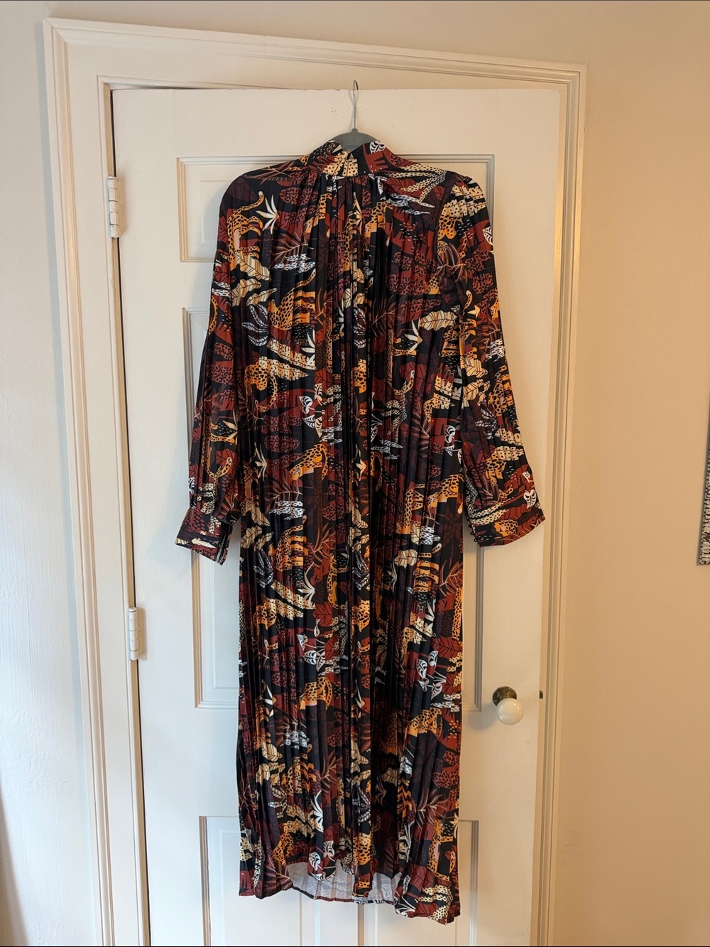 Beulah Printed Maxi Dress in Black, Rust and Cream